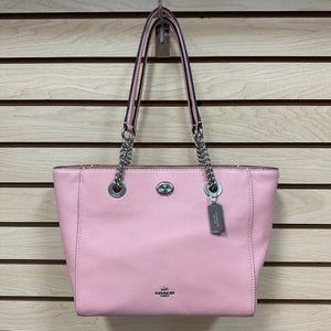 Coach Turnlock Pebbled Leather Handbag 57107 Pink