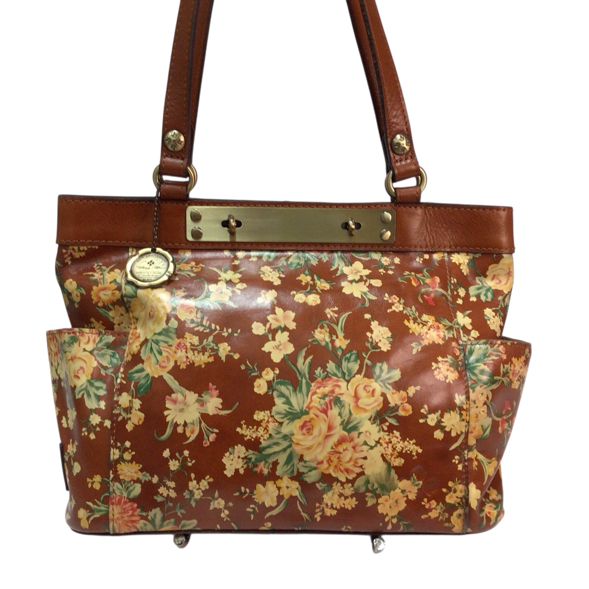Patricia Nash Vintage Botanical Floral Rayleigh Leather Shoulder Bag