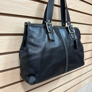 COACH HAMPTON 9554 Soft Leather Handbag Shoulder Bag Black