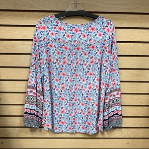 Talbots Long Sleeve Top Pink Blue - Size Medium