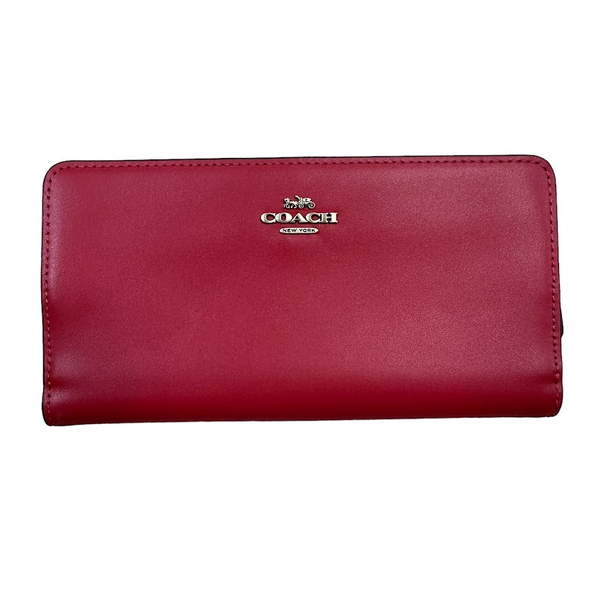 Coach Smooth Leather Skinny Wallet Candy Apple Red