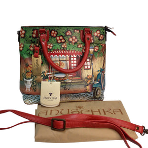 Anuschka Handpainted Leather Le Cafe Satchel Shoulder Bag NWT