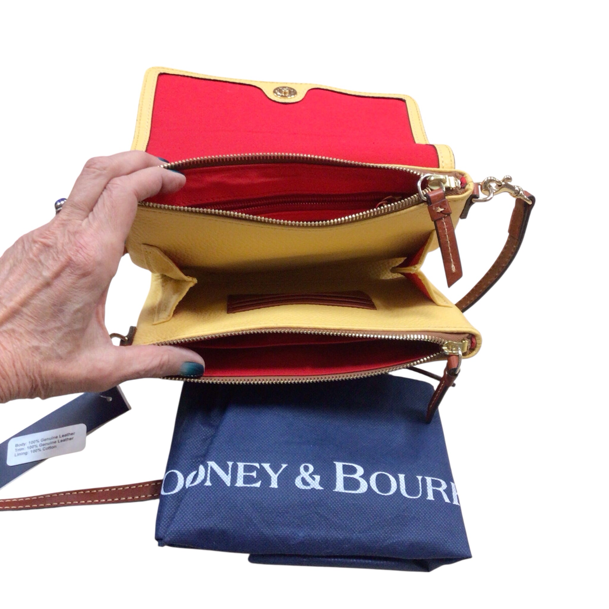 Dooney & Bourke Hunter Pebbled Leather Crossbody Bag in Lemon R1424 NWT