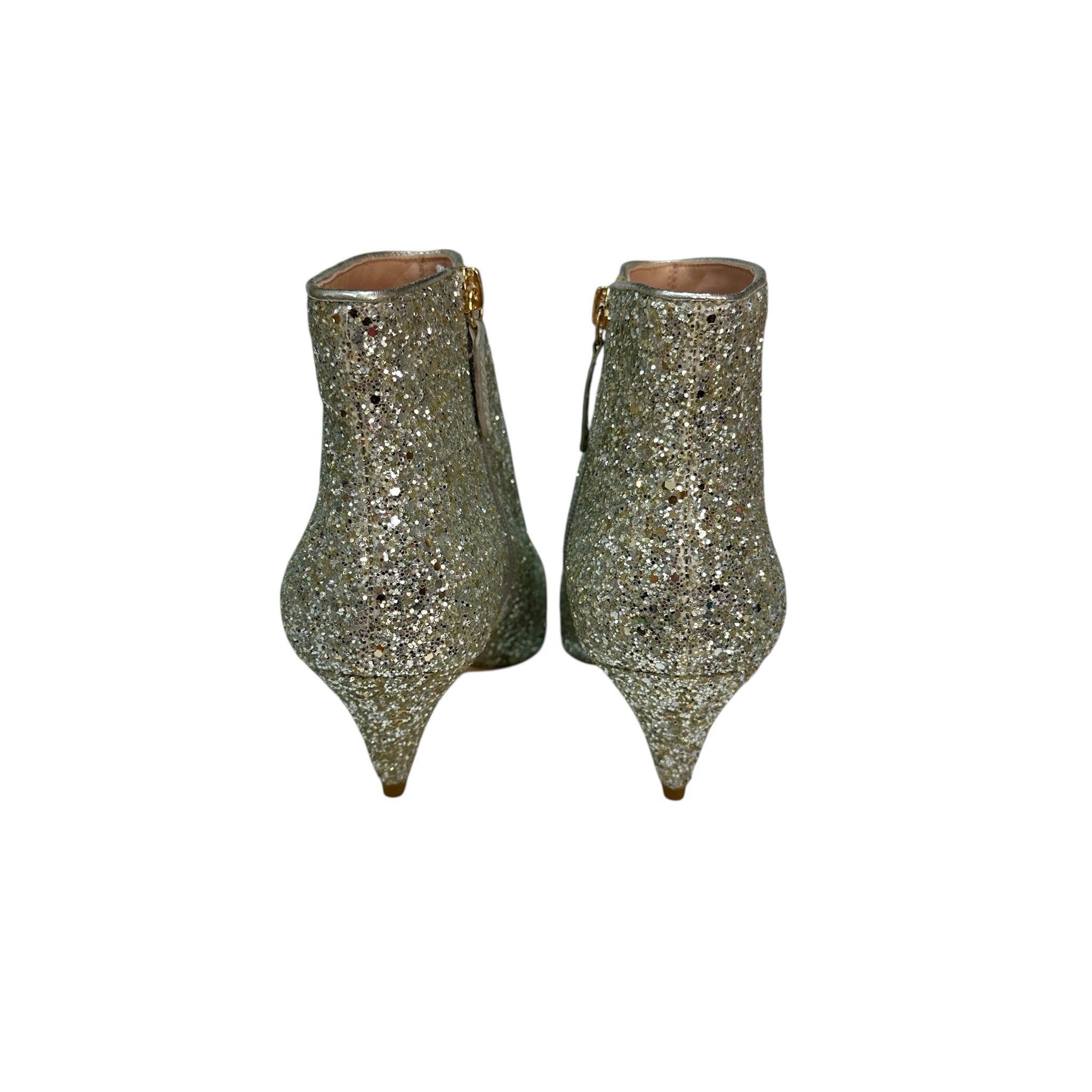 Kate Spade Women's Stan Kitten Heel Glitter Booties Silver Size 8 M