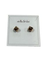 Load image into Gallery viewer, stella &amp; dot Reversible Post Earrings Gold Navy