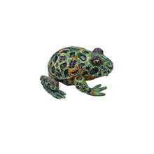 Load image into Gallery viewer, Olivia Riegel Green Orange with Red Crystals Enamel Frog Trinket Box