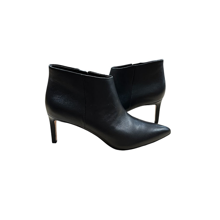 Veronica Beard Leather Ankle Boots Heel Black - Size 9