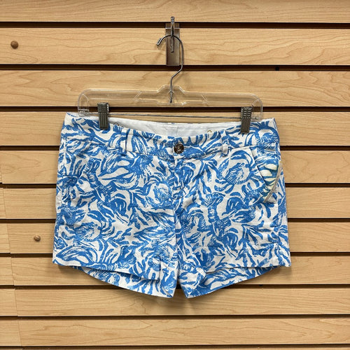 Lilly Pulitzer The Callahan Short Blue White Lobster & Crab Size 2