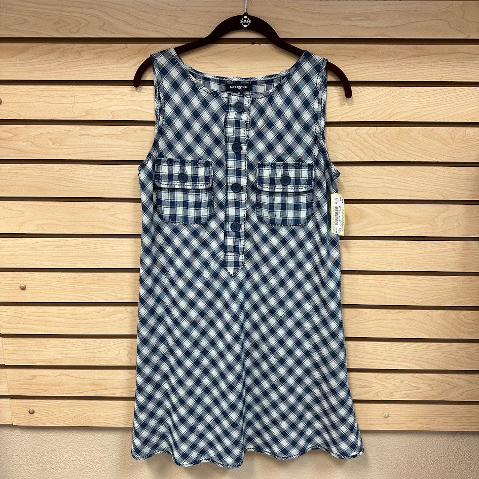 Max Edition Sleeveless Dress Blue White - Size Small