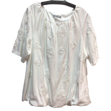 Load image into Gallery viewer, Chicos White Embroidered Flower Short Sleeve Top Size XXL