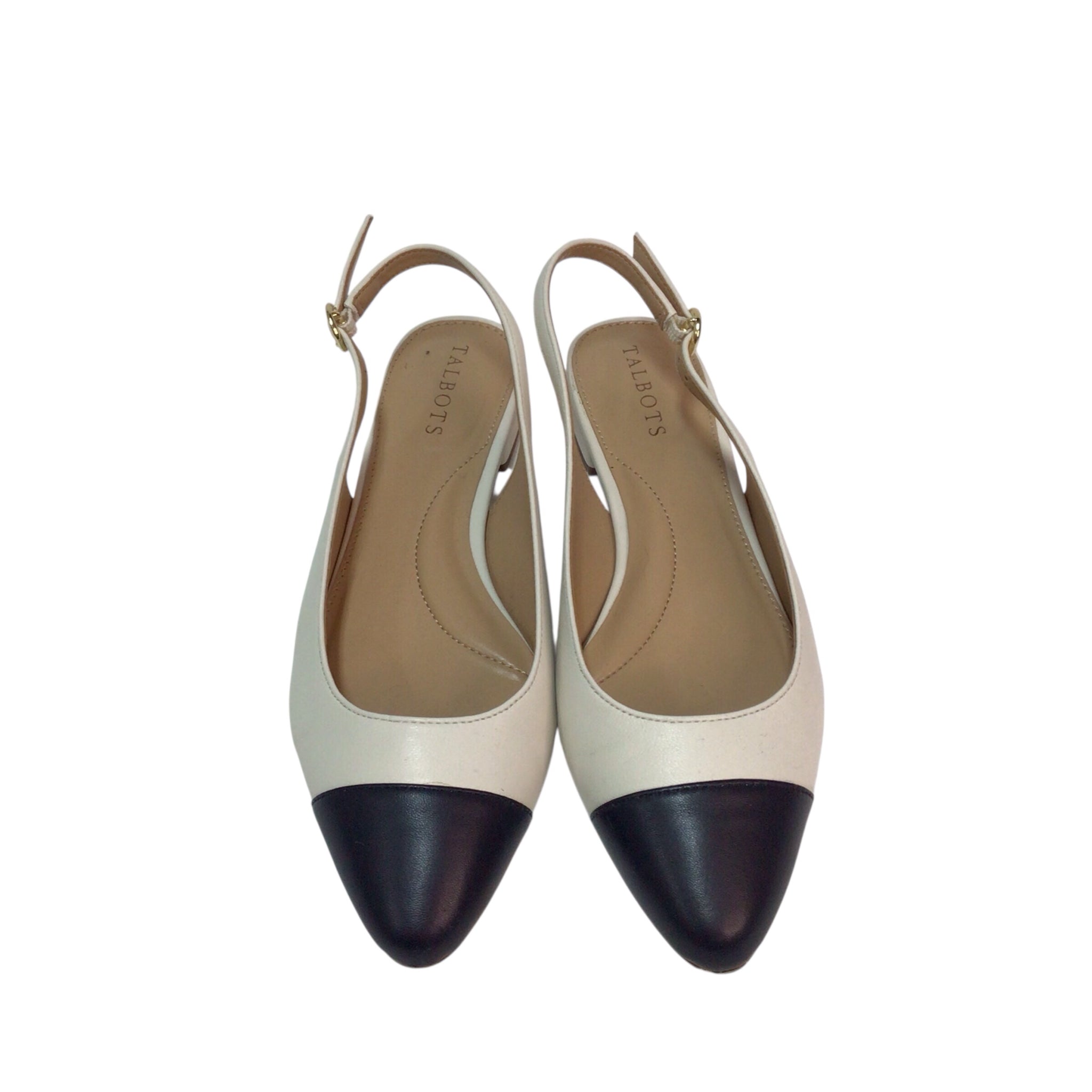 Talbots Sylvie 45 Cream/Black Flats Size 6M