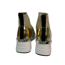 Load image into Gallery viewer, Michael Michael Kors Skyler Metallic Stretch Bootie Silver/Gold Size 8.5 M