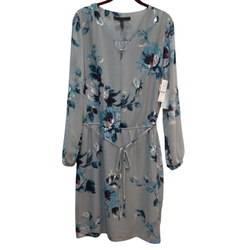 White House Black Market Feather with River Teal Long Sleeve Dress Size 8 NWT