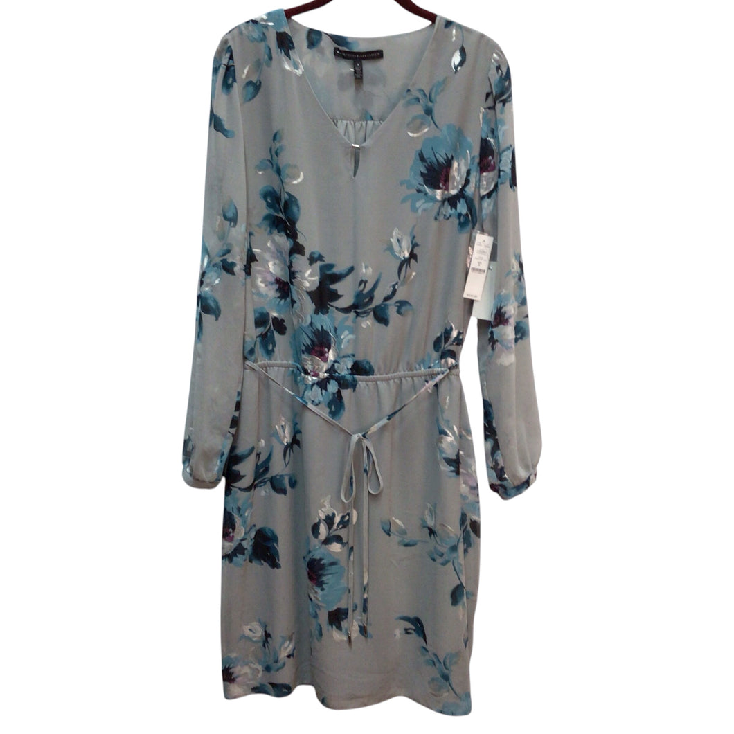 White House Black Market Feather with River Teal Long Sleeve Dress Size 8 NWT