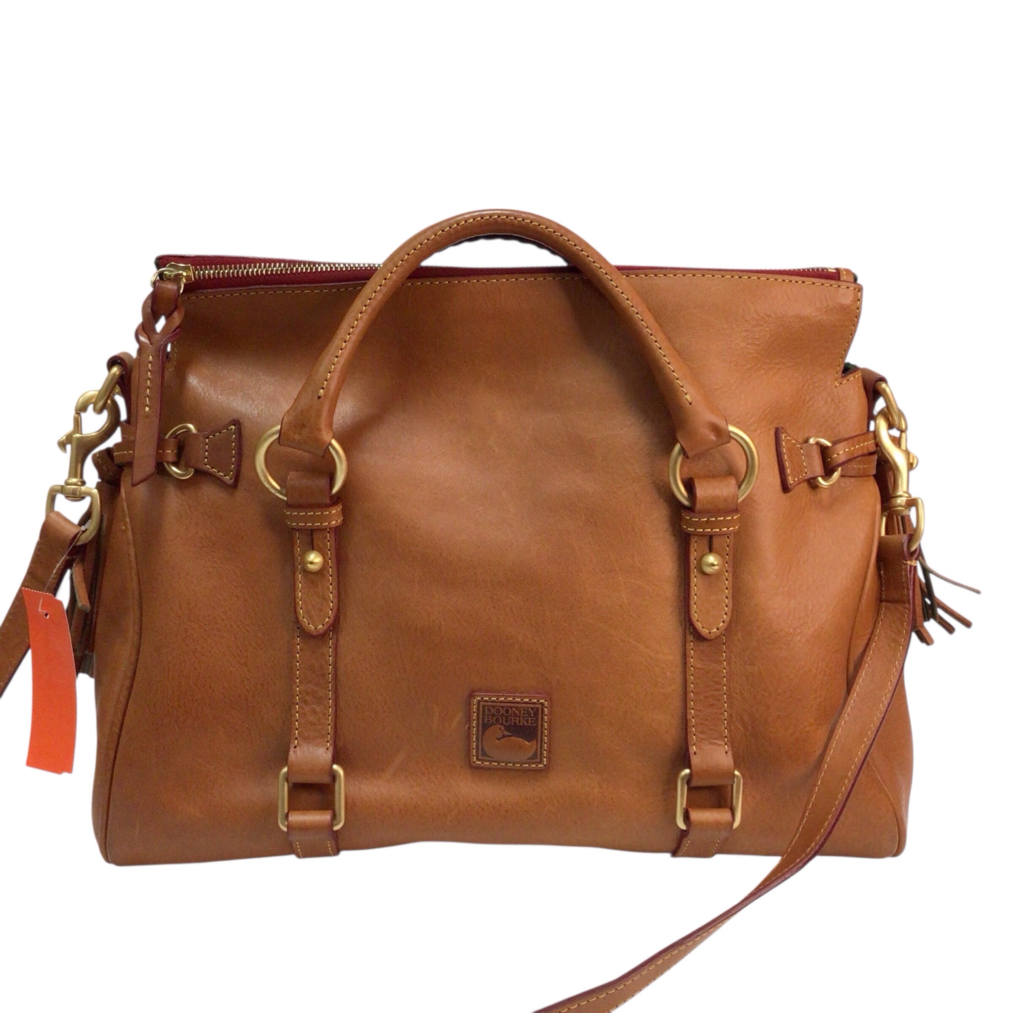 Dooney & Bourke Brown Florentine Leather Tassled Satchel