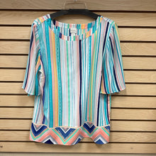 Load image into Gallery viewer, Chico&#39;s Short Sleeve Striped Blouse Size XL