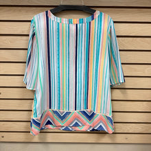 Load image into Gallery viewer, Chico&#39;s Short Sleeve Striped Blouse Size XL