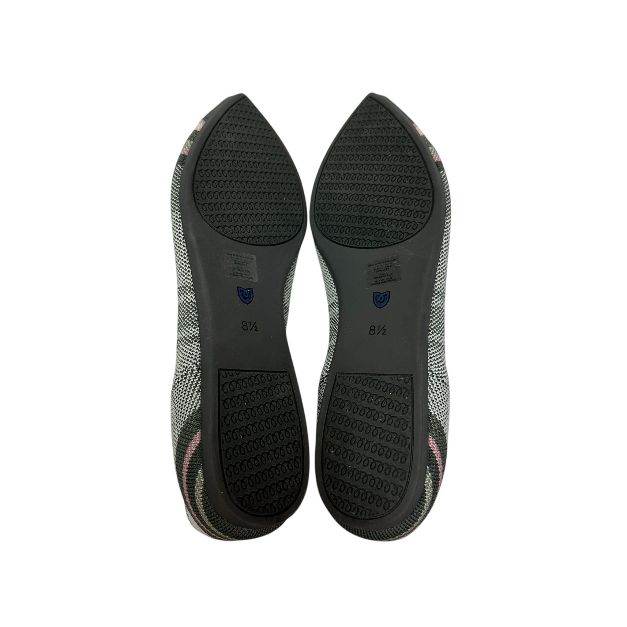 Rothy's The Point Inverse Gray & Pink Stripe Flats Size 8.5