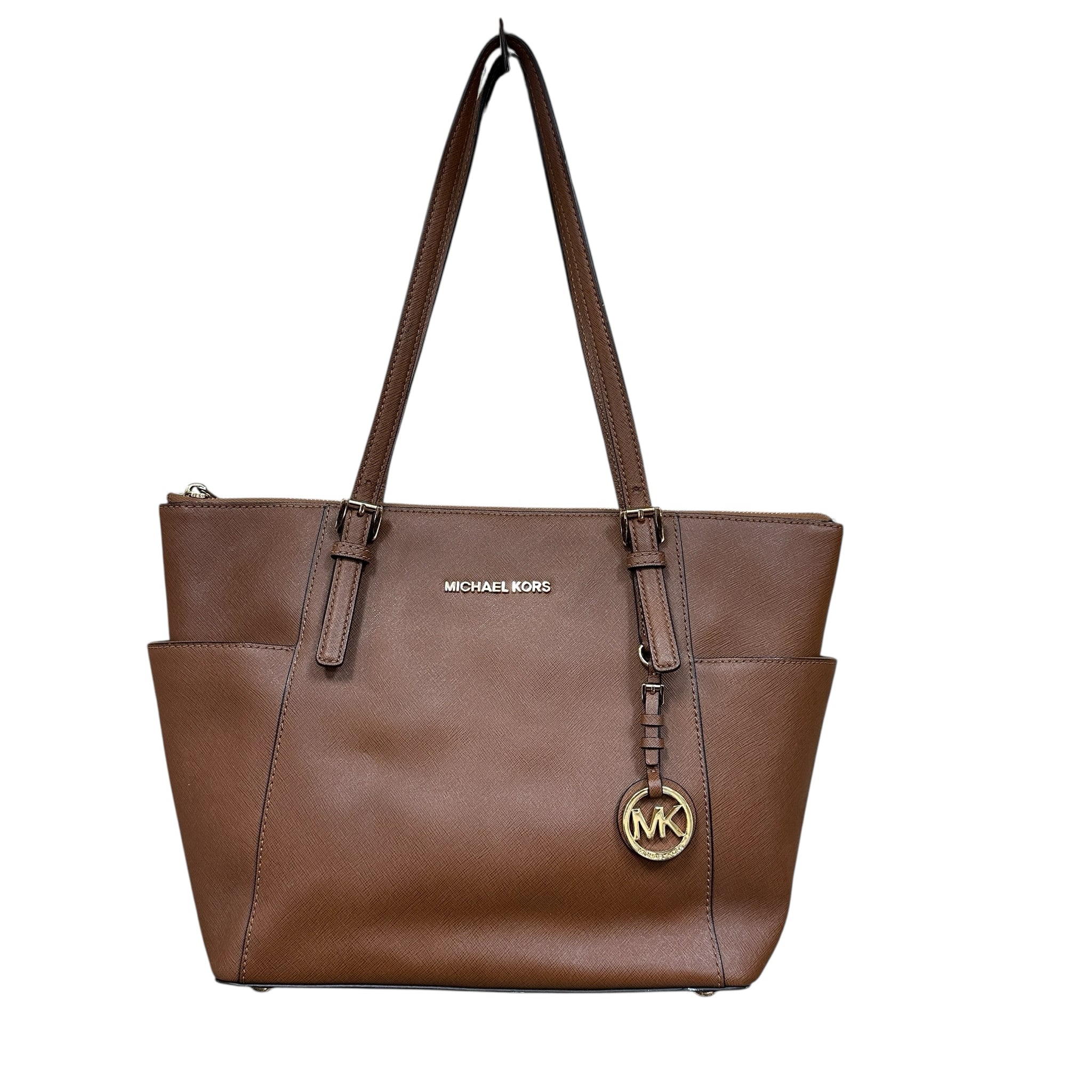 Michael Kors "Jet Set" Brown Leather Tote Bag
