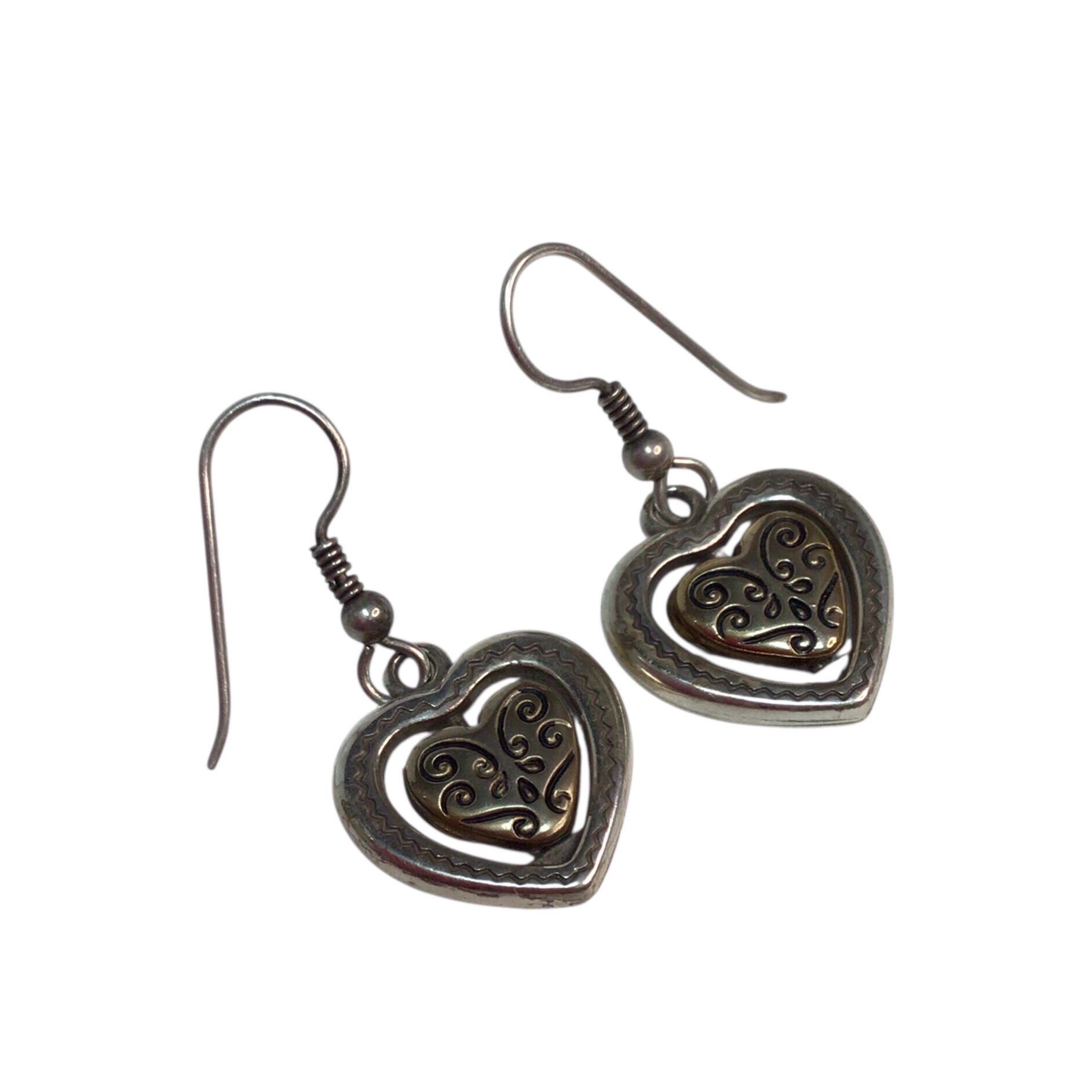 Brighton Aurora Heart Two Tone Reversible Silver Gold Plate Earrings