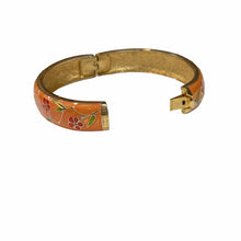 Load image into Gallery viewer, Joan Rivers Bangle Bracelet Hinged Orange Multicolored Floral Butterfies