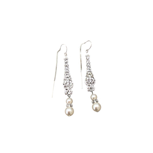 Sterling Silver Elegant Pearl Earrings 2.5