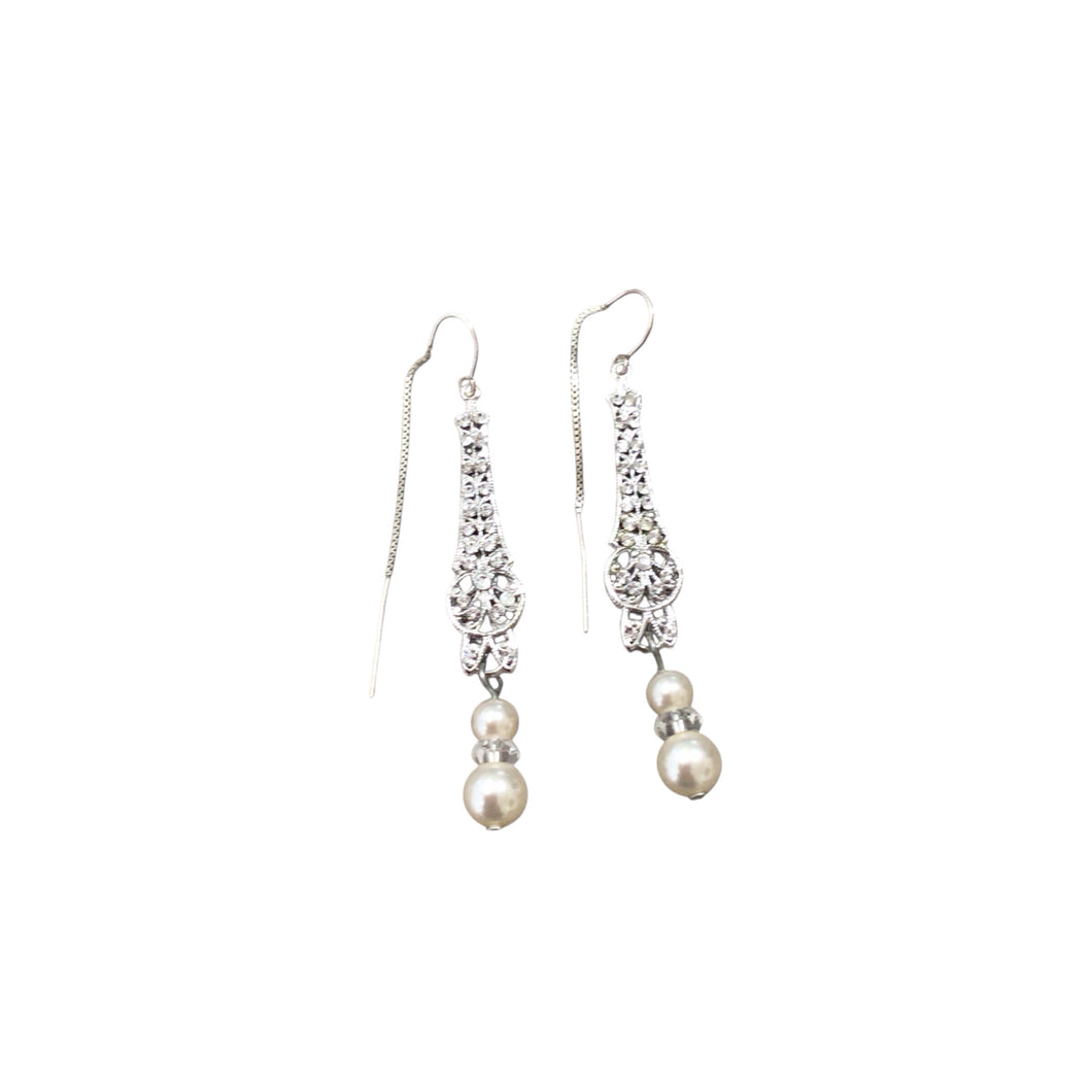 Sterling Silver Elegant Pearl Earrings 2.5