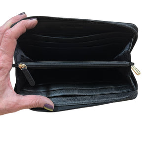 Michael Kors Saratoga Zip Around Continental Wallet Black Leather