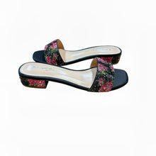 Load image into Gallery viewer, Betsey Johnson Sunny Black Pink Floral Slip on Sandals - Size 8