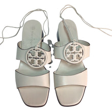 Load image into Gallery viewer, Tory Burch Bombe Miller Heel Sandal Calf Leather New Ivory Size 8.5
