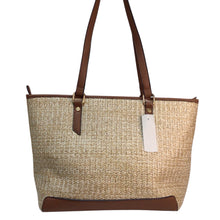 Load image into Gallery viewer, Fashion Metallic Leather Trim Straw Tote Bag / Shoulder Bag