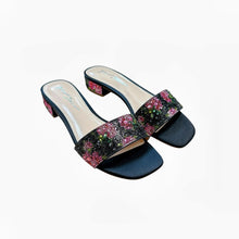 Load image into Gallery viewer, Betsey Johnson Sunny Black Pink Floral Slip on Sandals - Size 8