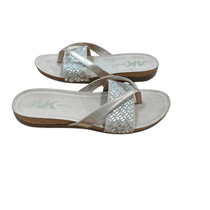 Anne Klein Sport Slide Thong Sandals Gold Silver - Size 10 M