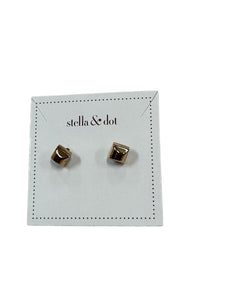 stella & dot Reversible Post Earrings Gold Navy