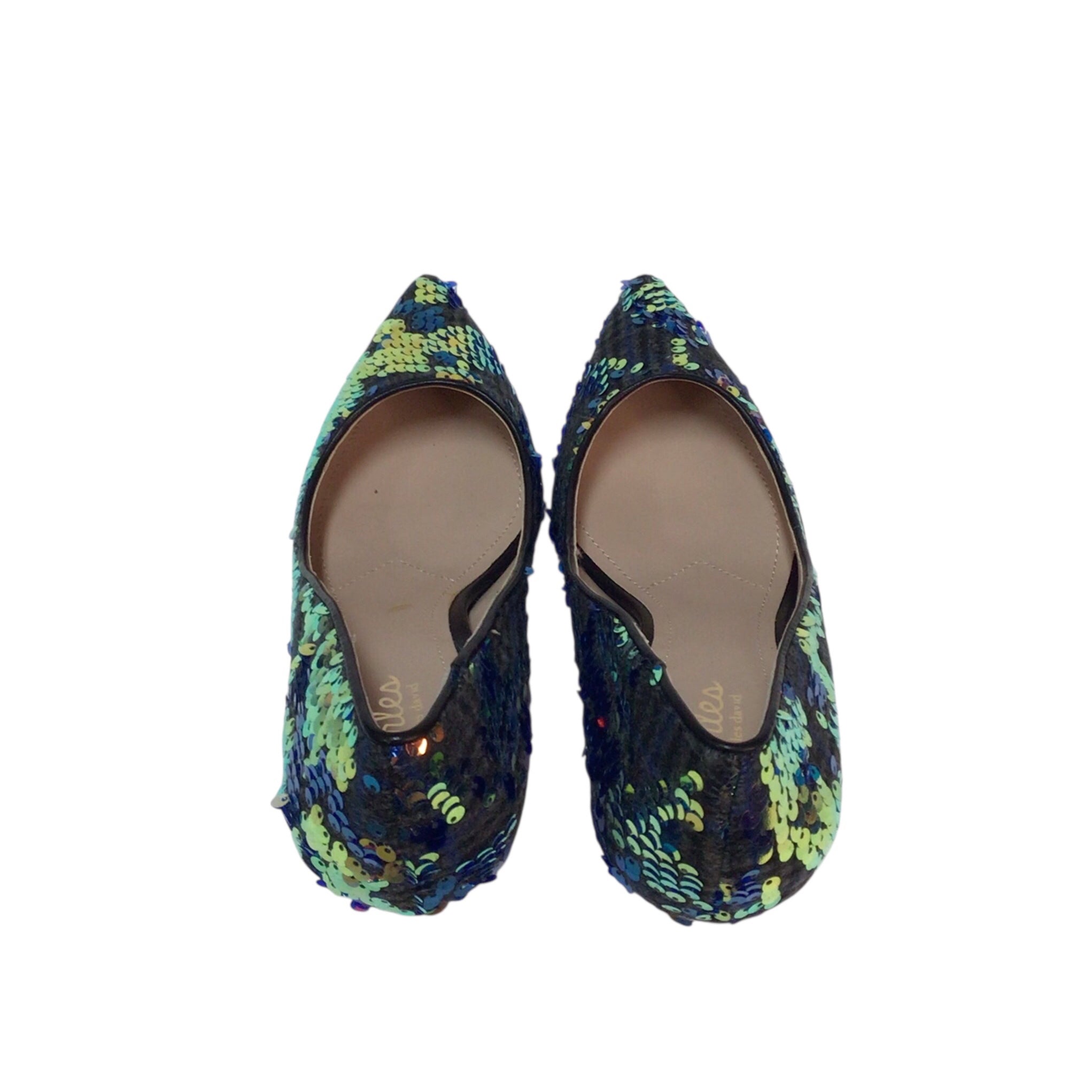 Charles David "Audrey" Blue Sequin Heels Size 7.5