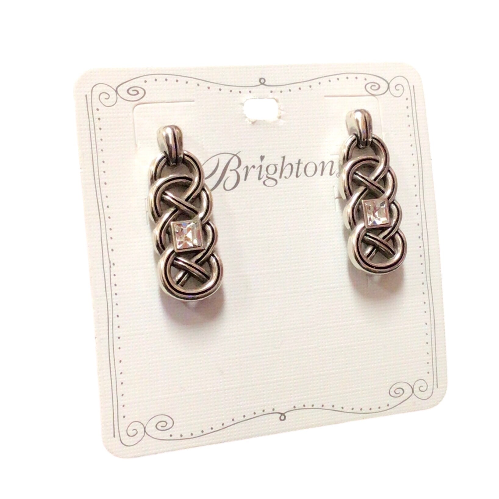 Brighton Interlok Lustre Post Style Silver Plated Dangle Earrings JA7601