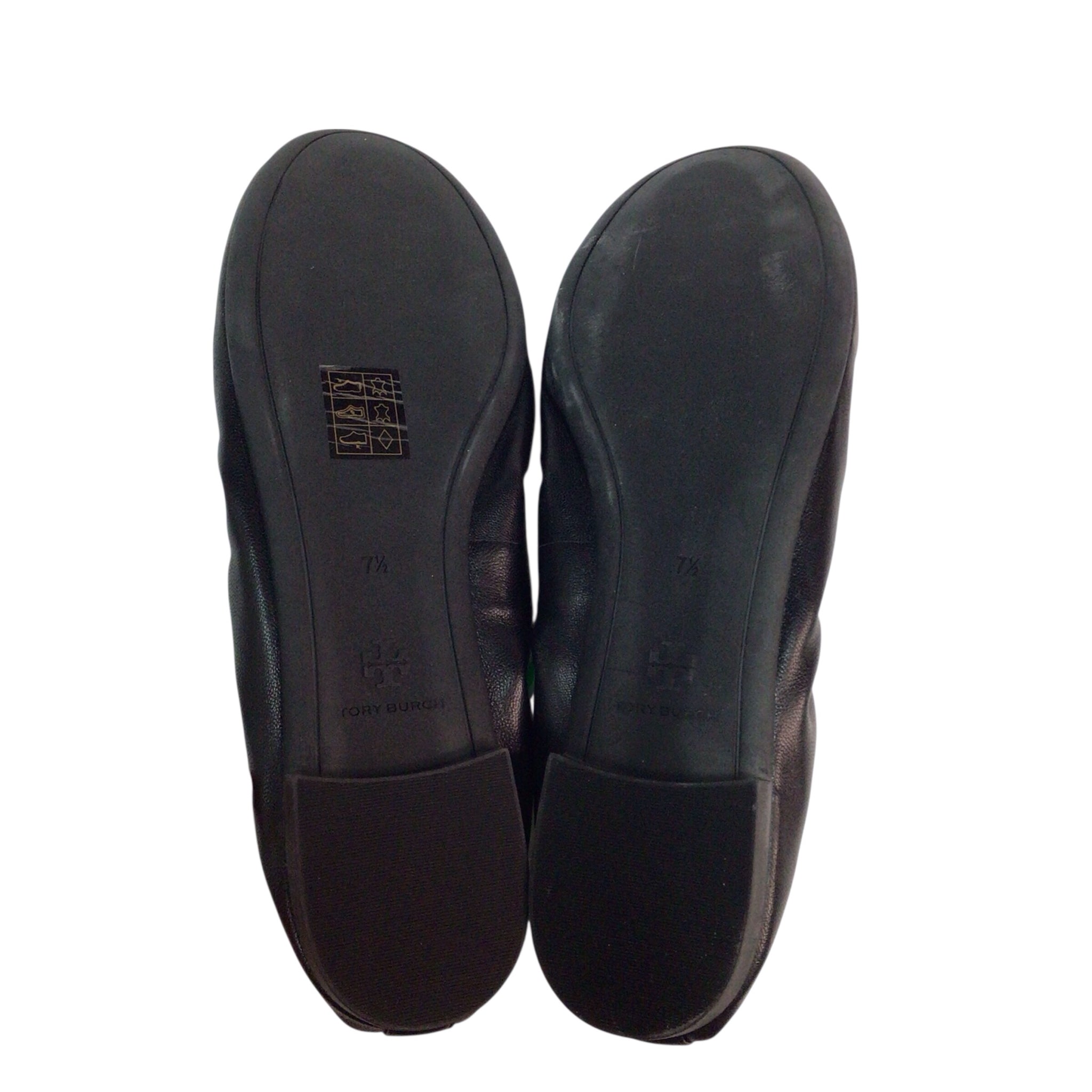 Tory Burch Eddie Black Leather Ballet Flats Size 7.5