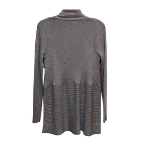 JM Collection Gray Silver Shimmer Long Sleeve Cardigan Size S