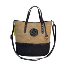Load image into Gallery viewer, Brighton Straw Satchel Crossbody Bag Tan &amp; Black