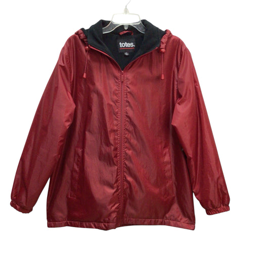 Totes Red Long Sleeve Fleece Lined Rain Jacket Size L