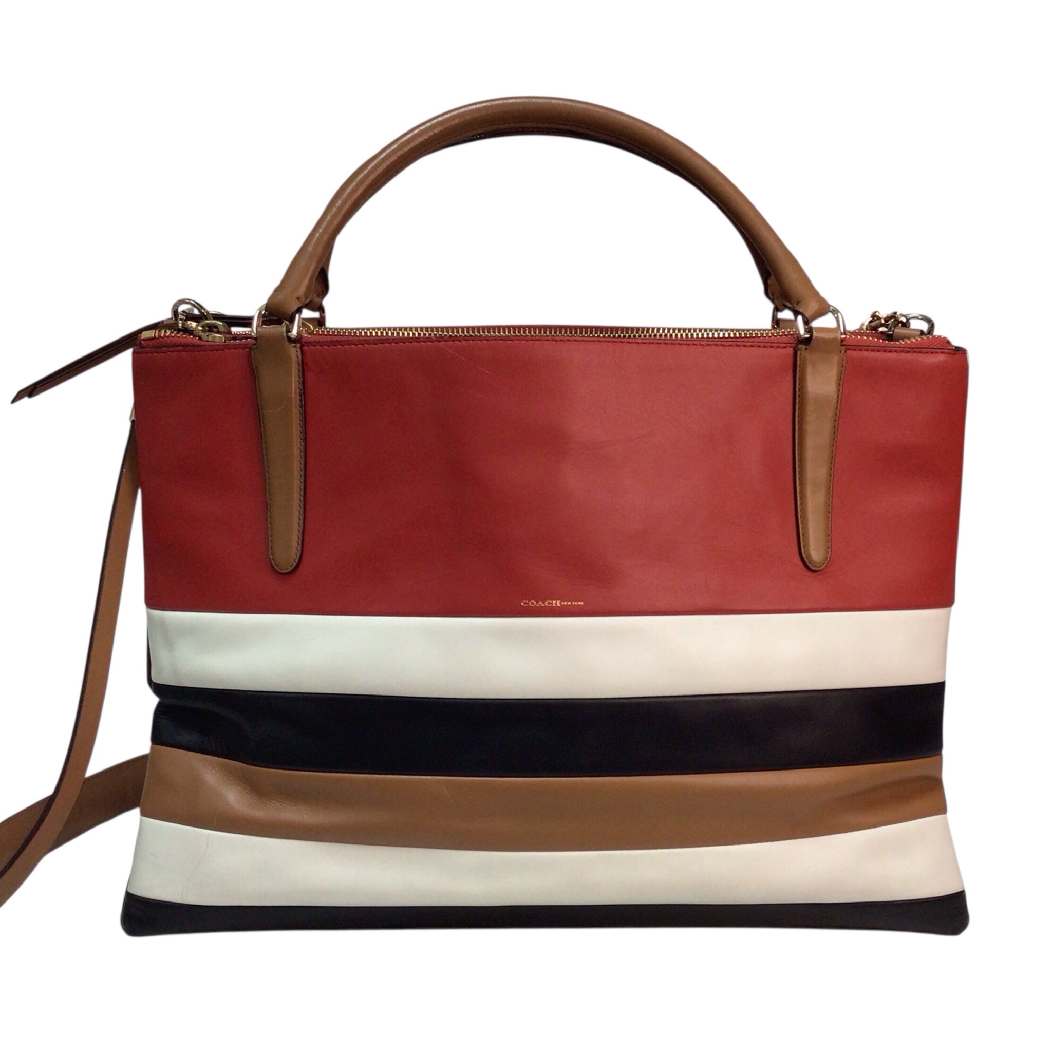 Coach Large Borough Bag In Bar Stripe