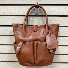 Load image into Gallery viewer, Dooney &amp; Bourke Florentine Leather Bucket Bag Natural