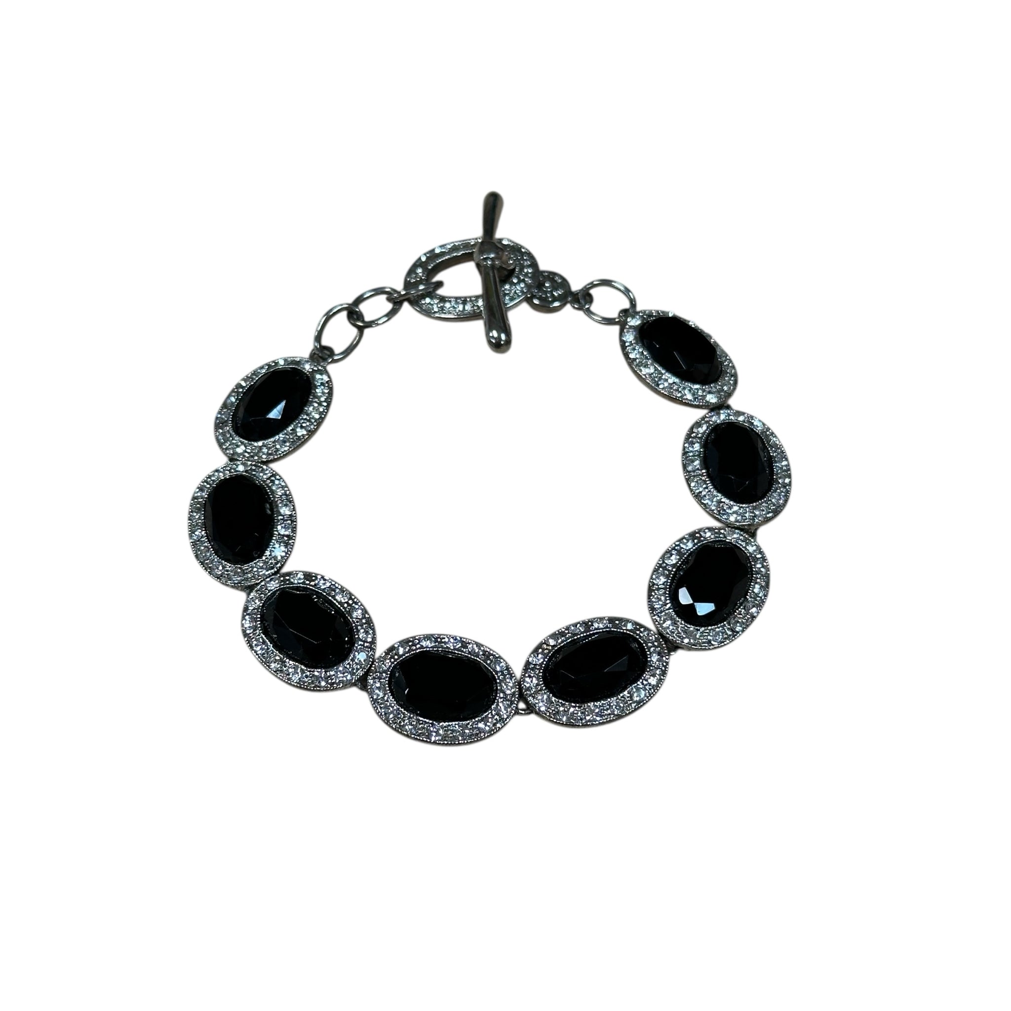 Monet Black Gemstone & Rhinestone Bracelet