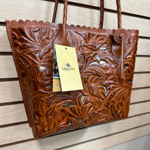 Load image into Gallery viewer, Patricia Nash Adeline Tote Burnished Cutout Tooled Leather Handbag