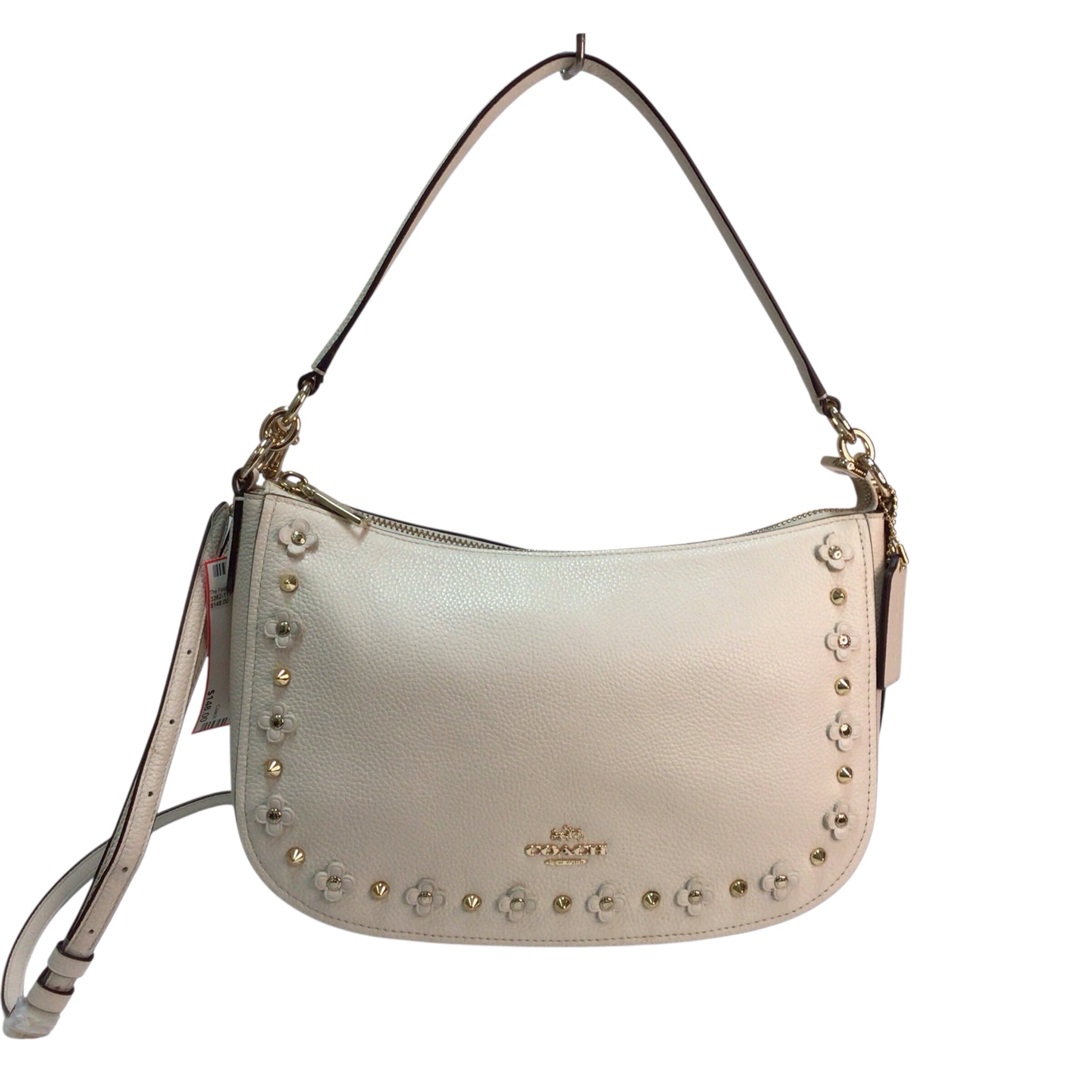 Coach "Chelsea" Pebbled Leather Crossbody Satchel Shoulder Bag Cream