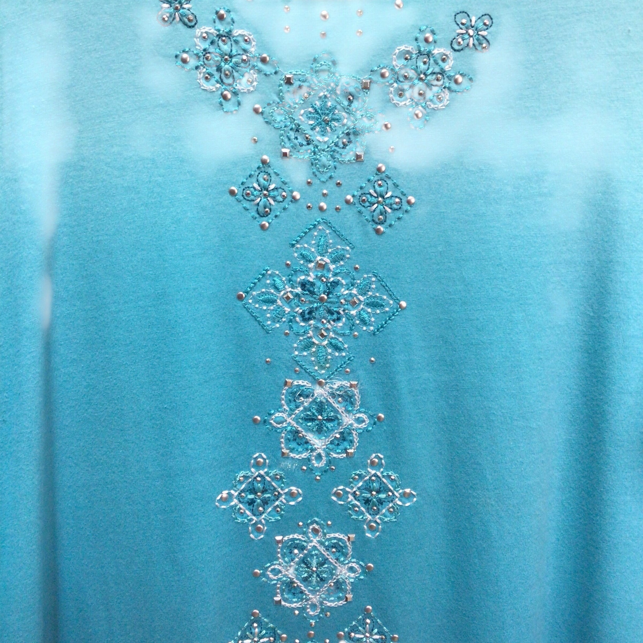 Alfred Dunner Blue Long Sleeve Top Size S