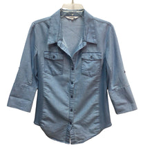 Load image into Gallery viewer, Cavalini Blue Button Down Long Sleeve Top Size L