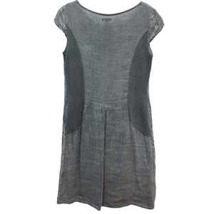 Lina Tomei Embroidered Chambray Cap Sleeve Dress Size S
