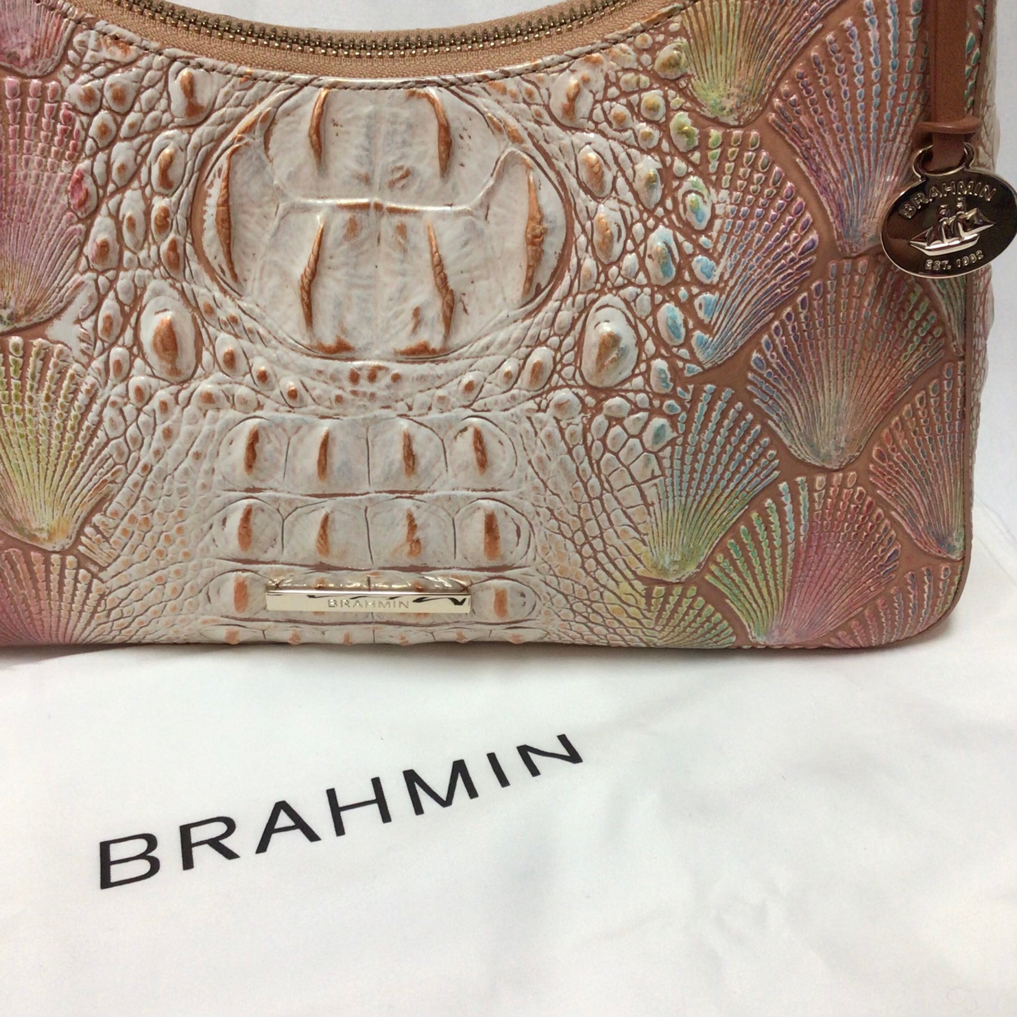 Brahmin Katie Scallop Bondi Coral Rainbow Shoulder Crossbody Bag