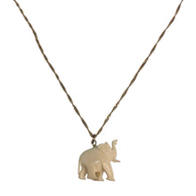 Load image into Gallery viewer, Ivory Elephant Pendant 10K Gold Chain Necklace 24&quot;